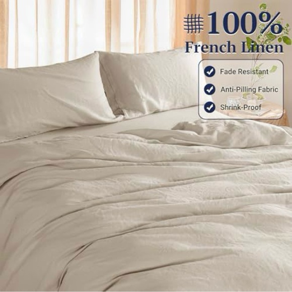 Luxurious 100% French Linen King Duvet & Sham Set - Picture 2 of 4
